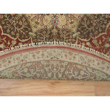 Load image into Gallery viewer, 6&#39;x6&#39; Rust and Brown, Antiqued Tabriz Haji Jalili Design, Fine Weave, Natural Dyes, All Wool, Plush Pile, Hand Knotted, Round Oriental Rug FWR394296