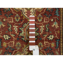 Load image into Gallery viewer, 2&#39;7&quot;x16&#39;2&quot; Terracotta Red, Vegetable Dyes, Hand Knotted, Soft Wool, Antiqued Fine Heriz Re-Creation, Densely Woven, XL Runner Oriental Rug FWR394326