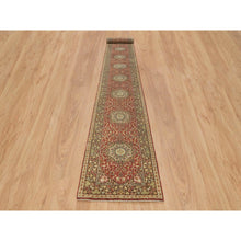 Load image into Gallery viewer, 2&#39;7&quot;x20&#39;1&quot; Rust and Brown, Plush Pile, Hand Knotted, All Wool, Antiqued Haji Jalili Design, Fine Weave, Vegetable Dyes, XL Runner Oriental Rug FWR394374