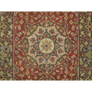 2'6"x8'3" Rust Red, Fine Weave, Antiqued Haji Jalili Design, Natural Dyes, All Wool, Plush Pile, Hand Knotted, Runner Oriental Rug FWR394398