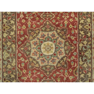 2'6"x6'3" Rust and Brown, Antiqued Haji Jalili Design, Hand Knotted, All Wool, Plush Pile, Fine Weave, Natural Dyes, Runner Oriental Rug FWR394410