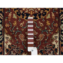 Load image into Gallery viewer, 2&#39;x3&#39;3&quot; Red &amp; Midnight Blue, Soft Pile, Natural Dyes, Antiqued Sarouk Re-Creation, Densely Woven, Pure Wool, Hand Knotted, Oriental Rug FWR394464