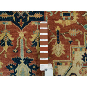 4'x6'2" Terracotta Red, Antiqued Fine Heriz Re-Creation, Natural Dyes, Densely Woven, 100% Wool, Hand Knotted, Oriental Rug FWR394482