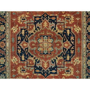 4'x6'2" Terracotta Red, Antiqued Fine Heriz Re-Creation, Natural Dyes, Densely Woven, 100% Wool, Hand Knotted, Oriental Rug FWR394482