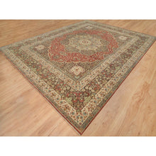 Load image into Gallery viewer, 12&#39;x15&#39;2&quot; Rust Red with Brown, Plush Pile, Fine Weave, Vegetable Dyes, Antiqued Haji Jalili Design, Hand Knotted, All Wool, Oversize Oriental Rug FWR394518