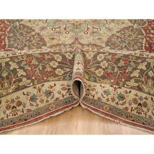 12'x15'2" Rust Red with Brown, Plush Pile, Fine Weave, Vegetable Dyes, Antiqued Haji Jalili Design, Hand Knotted, All Wool, Oversize Oriental Rug FWR394518