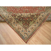 Load image into Gallery viewer, 12&#39;x15&#39;2&quot; Rust Red with Brown, Plush Pile, Fine Weave, Vegetable Dyes, Antiqued Haji Jalili Design, Hand Knotted, All Wool, Oversize Oriental Rug FWR394518