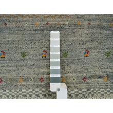 Load image into Gallery viewer, 8&#39;3&quot;x11&#39;4&quot; Photon White, Lori Buft Gabbeh with Small Animal and Human Figurines, Modern Striae Design, Thick and Plush Soft Pile, Organic Wool, Hand Knotted, Oriental Rug FWR394542