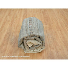 Load image into Gallery viewer, 8&#39;3&quot;x11&#39;4&quot; Photon White, Lori Buft Gabbeh with Small Animal and Human Figurines, Modern Striae Design, Thick and Plush Soft Pile, Organic Wool, Hand Knotted, Oriental Rug FWR394542