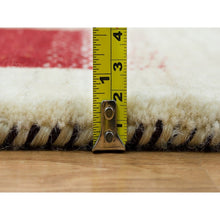 Load image into Gallery viewer, 8&#39;3&quot;x11&#39;4&quot; Photon White, Lori Buft Gabbeh with Small Animal and Human Figurines, Modern Striae Design, Thick and Plush Soft Pile, Organic Wool, Hand Knotted, Oriental Rug FWR394542