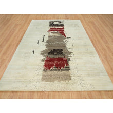 Load image into Gallery viewer, 8&#39;3&quot;x11&#39;3&quot; Parchment White, Hand Knotted, Lori Buft Gabbeh, Avant Garde Design, Thick and Plush Soft Pile, 100 Percent Wool, Oriental Rug FWR394578