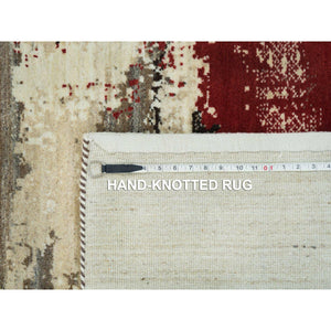 8'3"x11'3" Parchment White, Hand Knotted, Lori Buft Gabbeh, Avant Garde Design, Thick and Plush Soft Pile, 100 Percent Wool, Oriental Rug FWR394578