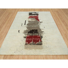 Load image into Gallery viewer, 8&#39;x10&#39; Parchment White, Avant Garde Design, Hand Knotted, Lori Buft Gabbeh, Thick and Plush, Organic Wool, Oriental Rug FWR394584