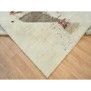 8'x10' Parchment White, Avant Garde Design, Hand Knotted, Lori Buft Gabbeh, Thick and Plush, Organic Wool, Oriental Rug FWR394584