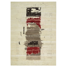 Load image into Gallery viewer, 9&#39;6&quot;x13&#39;4&quot; Parchment White, Avant Garde Design, Hand Knotted, Lori Buft Gabbeh, Thick and Plush, Organic Wool, Oriental Rug FWR394626