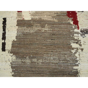 9'6"x13'4" Parchment White, Avant Garde Design, Hand Knotted, Lori Buft Gabbeh, Thick and Plush, Organic Wool, Oriental Rug FWR394626