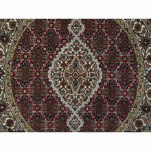 Load image into Gallery viewer, 3&#39;4&quot;x3&#39;4&quot; Mahogany Red with Porcelain Ivory, Tabriz Mahi with Fish Medallion Design, Hand Knotted, 175 KPSI, Pure Wool, Round Oriental Rug FWR394710