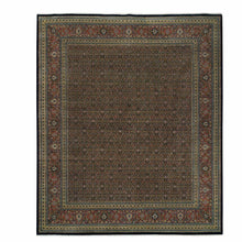 Load image into Gallery viewer, 12&#39;x15&#39;3&quot; Sable Black, Herati with All Over Fish Design, Dense Weave, 250 KPSI, Pure Wool, Hand Knotted, Oversized Oriental Rug FWR394746