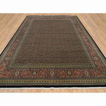 Load image into Gallery viewer, 12&#39;x15&#39;3&quot; Sable Black, Herati with All Over Fish Design, Dense Weave, 250 KPSI, Pure Wool, Hand Knotted, Oversized Oriental Rug FWR394746