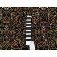 Load image into Gallery viewer, 12&#39;x15&#39;3&quot; Sable Black, Herati with All Over Fish Design, Dense Weave, 250 KPSI, Pure Wool, Hand Knotted, Oversized Oriental Rug FWR394746