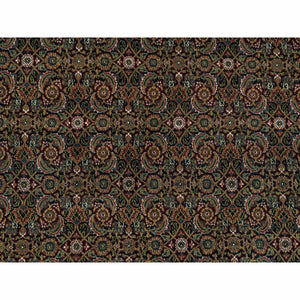 12'x15'3" Sable Black, Herati with All Over Fish Design, Dense Weave, 250 KPSI, Pure Wool, Hand Knotted, Oversized Oriental Rug FWR394746