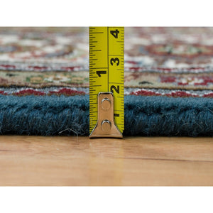 5'x8'1" Aegean Blue, 175 KPSI, 100% Wool, Mahi All Over Fish with Criss Cross Design, Hand Knotted, Oriental Rug FWR394770