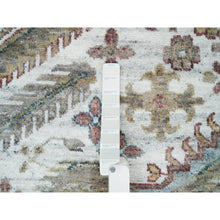 Load image into Gallery viewer, 14&#39;x14&#39; Smoky White, Shiraz Reimagined, Thick and Plush, Unique Flower Rosettes Border Design, Hand Knotted, Vegetable Dyes, Pure Wool, Square Sustainable Oriental Rug FWR394914