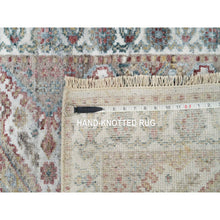 Load image into Gallery viewer, 2&#39;7&quot;x21&#39;9&quot; Vista White, Hand Knotted, Vegetable Dyes, 100% Wool, Shiraz Reimagined, Unique Flower Rosettes Border Design, Plush and Lush, XL Runner Sustainable Oriental Rug FWR394920