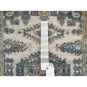 2'7"x21'7" Floral White, Extra Soft Wool, Hand Knotted, Thick and Plush, Reimagined Persian Viss Design, Tone on Tone, Natural Dyes, XL Runner, Oriental Rug FWR394938