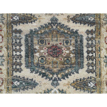 Load image into Gallery viewer, 2&#39;7&quot;x21&#39;7&quot; Floral White, Extra Soft Wool, Hand Knotted, Thick and Plush, Reimagined Persian Viss Design, Tone on Tone, Natural Dyes, XL Runner, Oriental Rug FWR394938