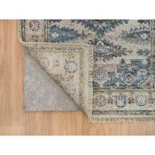 Load image into Gallery viewer, 2&#39;7&quot;x24&#39;1&quot; Merino Ivory with Soft Tones, Hand Knotted Reimagined Persian Viss Design, Vegetable Dyes, Organic Wool, XL Runner Oriental Rug FWR394944