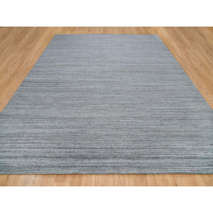 12'x15' Arsenic Gray, Soft and Vibrant Pile, Pure Wool Hand Loomed, Modern Striae Design, Oversized Oriental Rug FWR395016