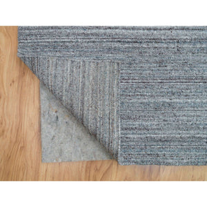 12'x15' Arsenic Gray, Soft and Vibrant Pile, Pure Wool Hand Loomed, Modern Striae Design, Oversized Oriental Rug FWR395016