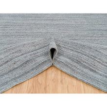 Load image into Gallery viewer, 12&#39;x15&#39; Arsenic Gray, Soft and Vibrant Pile, Pure Wool Hand Loomed, Modern Striae Design, Oversized Oriental Rug FWR395016