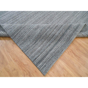 12'x15' Arsenic Gray, Soft and Vibrant Pile, Pure Wool Hand Loomed, Modern Striae Design, Oversized Oriental Rug FWR395016