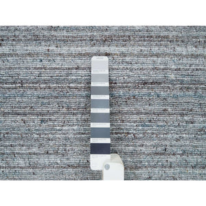 12'x15' Arsenic Gray, Soft and Vibrant Pile, Pure Wool Hand Loomed, Modern Striae Design, Oversized Oriental Rug FWR395016