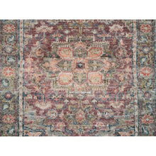 Load image into Gallery viewer, 2&#39;6&quot;x11&#39;9&quot; Rosewood Red with Gainsboro, Heriz Revival, Extra Soft Wool, Soft and Vibrant Pile, Hand Knotted, Runner Oriental Rug FWR395094