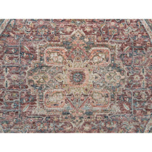 Load image into Gallery viewer, 6&#39;x6&#39; Sangria Red, Natural Dyes, Hand Knotted, Pure Wool, Heriz Revival, Plush and Lush Pile, Round Oriental Rug FWR395160
