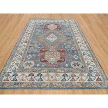 Load image into Gallery viewer, 9&#39;1&quot;x12&#39;2&quot; Oxford Gray, Heriz Revival with Today&#39;s Colors, Geometric Anchored Medallions with Serrated Leaf Design, Hand Knotted, Pure Wool, Thick and Plush, Oriental Rug FWR395178
