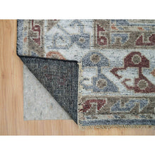 Load image into Gallery viewer, 9&#39;1&quot;x12&#39;2&quot; Oxford Gray, Heriz Revival with Today&#39;s Colors, Geometric Anchored Medallions with Serrated Leaf Design, Hand Knotted, Pure Wool, Thick and Plush, Oriental Rug FWR395178