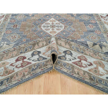 Load image into Gallery viewer, 9&#39;1&quot;x12&#39;2&quot; Oxford Gray, Heriz Revival with Today&#39;s Colors, Geometric Anchored Medallions with Serrated Leaf Design, Hand Knotted, Pure Wool, Thick and Plush, Oriental Rug FWR395178