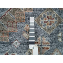 Load image into Gallery viewer, 9&#39;1&quot;x12&#39;2&quot; Oxford Gray, Heriz Revival with Today&#39;s Colors, Geometric Anchored Medallions with Serrated Leaf Design, Hand Knotted, Pure Wool, Thick and Plush, Oriental Rug FWR395178