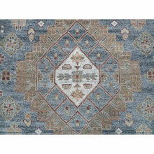 Load image into Gallery viewer, 9&#39;1&quot;x12&#39;2&quot; Oxford Gray, Heriz Revival with Today&#39;s Colors, Geometric Anchored Medallions with Serrated Leaf Design, Hand Knotted, Pure Wool, Thick and Plush, Oriental Rug FWR395178