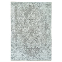 Load image into Gallery viewer, 12&#39;1&quot;x17&#39;10&quot; Chrome with Battleship Gray, Broken Persian Design, Hand Knotted, Wool and Silk, Oversized Oriental Rug FWR395250