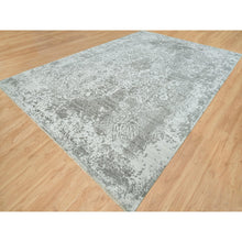 Load image into Gallery viewer, 12&#39;1&quot;x17&#39;10&quot; Chrome with Battleship Gray, Broken Persian Design, Hand Knotted, Wool and Silk, Oversized Oriental Rug FWR395250