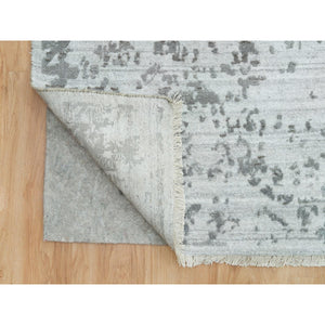 12'1"x17'10" Chrome with Battleship Gray, Broken Persian Design, Hand Knotted, Wool and Silk, Oversized Oriental Rug FWR395250