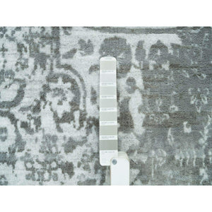 12'1"x17'10" Chrome with Battleship Gray, Broken Persian Design, Hand Knotted, Wool and Silk, Oversized Oriental Rug FWR395250