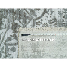 Load image into Gallery viewer, 12&#39;1&quot;x17&#39;10&quot; Chrome with Battleship Gray, Broken Persian Design, Hand Knotted, Wool and Silk, Oversized Oriental Rug FWR395250