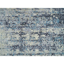 Load image into Gallery viewer, 7&#39;x7&#39; Blue Gray, Hand Knotted, Wool and Silk, Modern Abstract with Mosaic Design, Natural Dyes, Round Oriental Rug FWR395274
