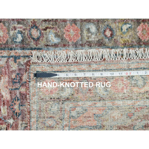 2'6"x15'8" Sangria Red, Soft and Vibrant Pile, Vegetable Dyes, Pure Wool, Heriz Revival, Hand Knotted, XL Runner Oriental Rug FWR395298